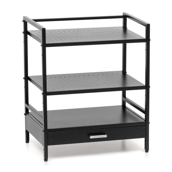 3 Tier Adjustable Metal Dish Rack With Sliding Storage