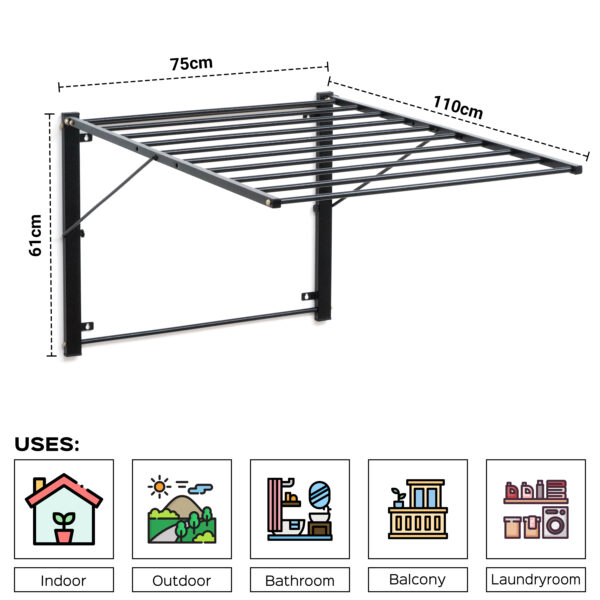 Adjustable Wall Mounted Cloth Drying Stand