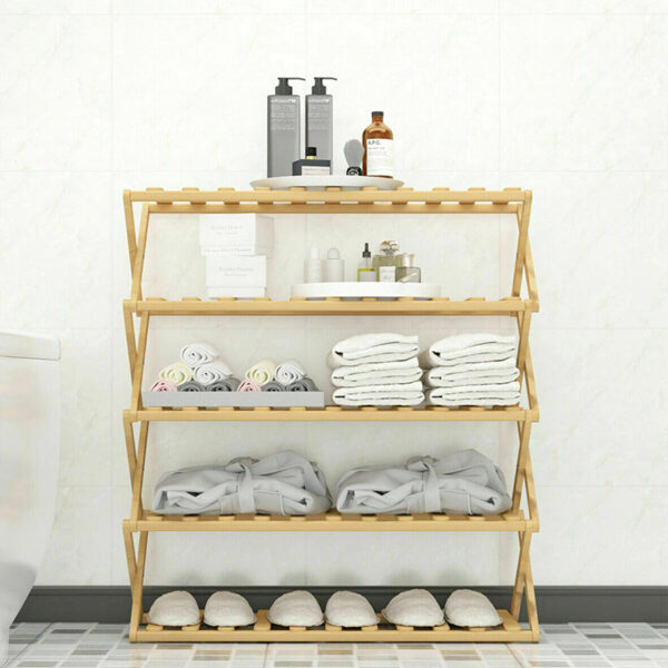 5 Tier Foldable Bamboo Shoe Rack