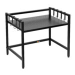 2-Tier Height Adjustable Microwave Stand With 8 Hooks