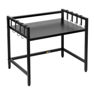 2-Tier Height Adjustable Microwave Stand With 8 Hooks