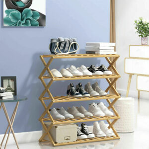 5 Tier Foldable Bamboo Shoe Rack