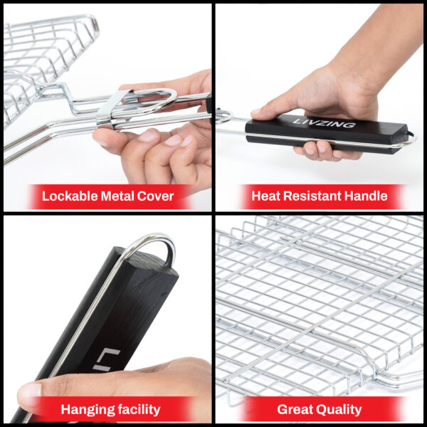 Portable & Foldable BBQ Grilling Net Basket