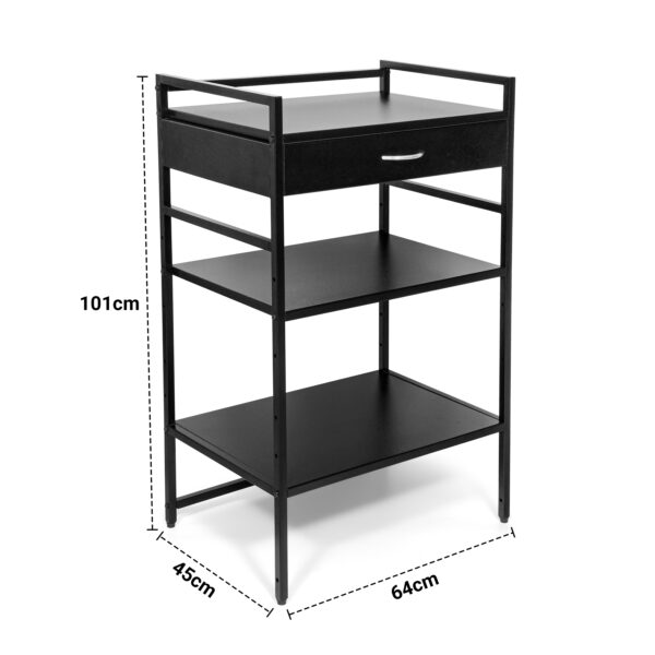 3 Tier Microwave Rack with Sliding Storage Drawer