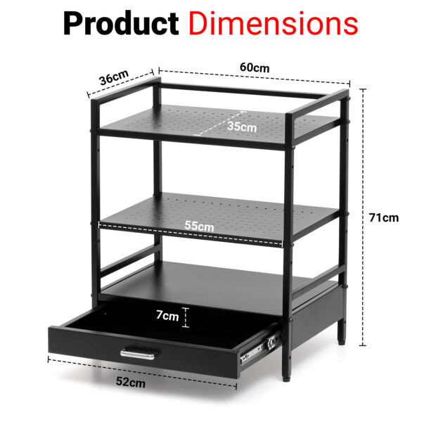 3 Tier Adjustable Metal Dish Rack With Sliding Storage