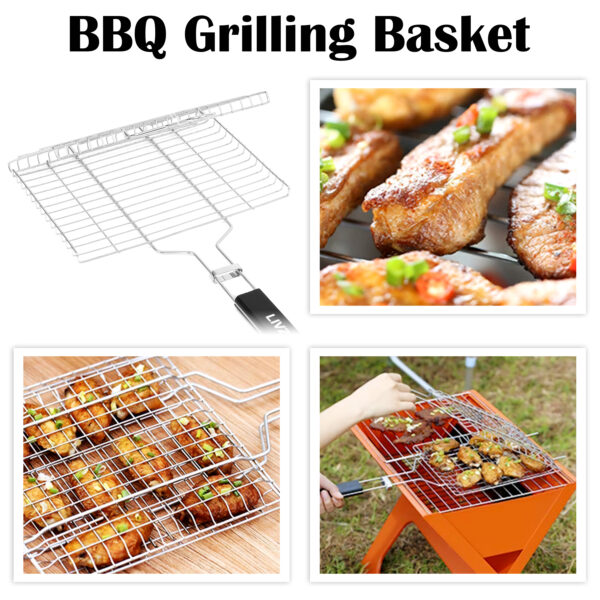 Portable & Foldable BBQ Grilling Net Basket