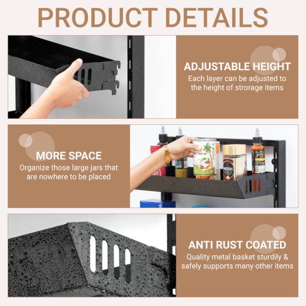 3 Tier Metal Kitchen Spice Rack