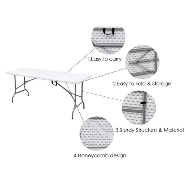 6 Ft Plastic Folding Table with Metal Frame