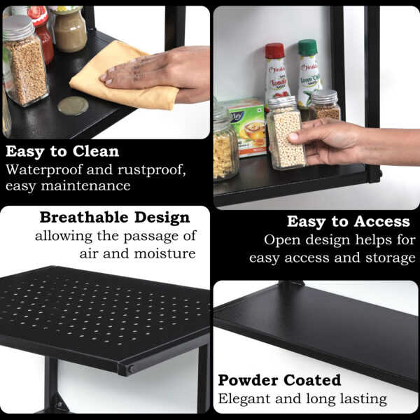 2 Tier Microwave Oven Wall Mount Metal Stand