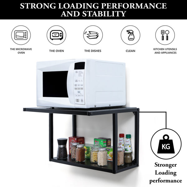 2 Tier Microwave Oven Wall Mount Metal Stand