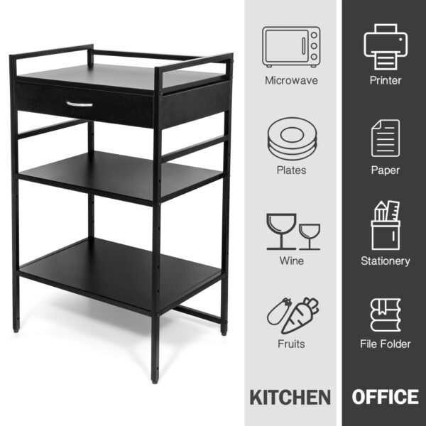 3 Tier Microwave Rack with Sliding Storage Drawer