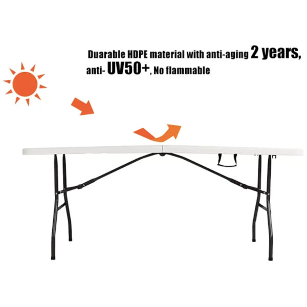 6 Ft Plastic Folding Table with Metal Frame