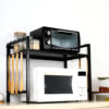 2-Tier Height Adjustable Microwave Stand With 8 Hooks