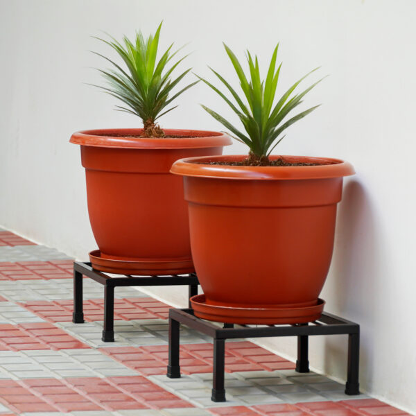 Set of 4 Metal Pot Stand & Flower Pot