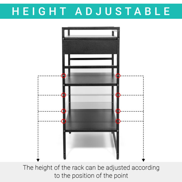 3 Tier Microwave Rack with Sliding Storage Drawer