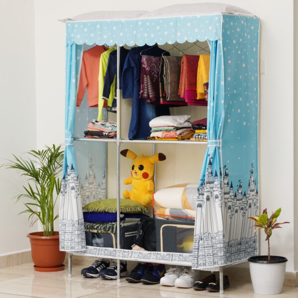 4-Tier Shelf Stainless Steel Portable Wardrobe