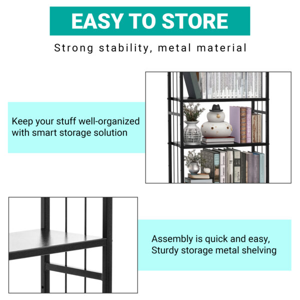 4 Tier Height Adjustable Metal Bookshelf