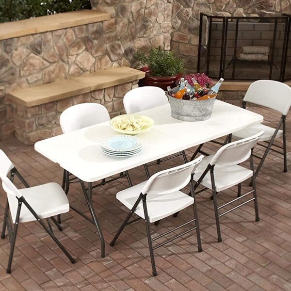 6 Ft Plastic Folding Table with Metal Frame