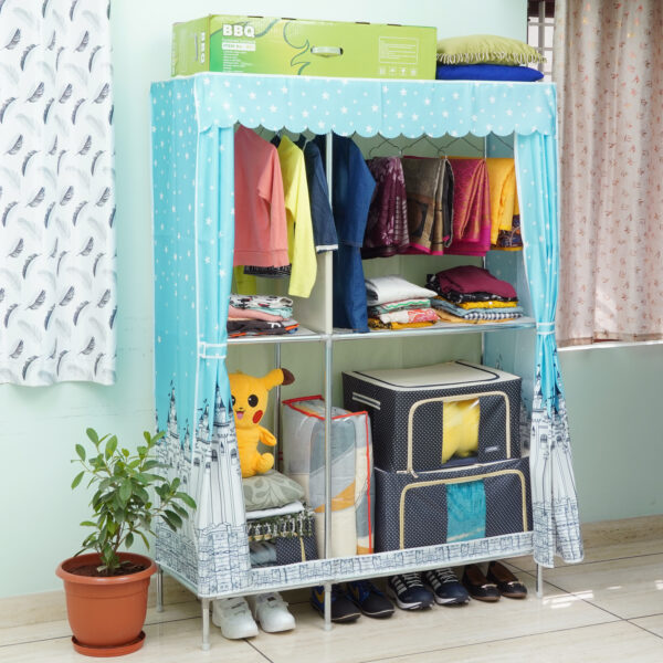4-Tier Shelf Stainless Steel Portable Wardrobe