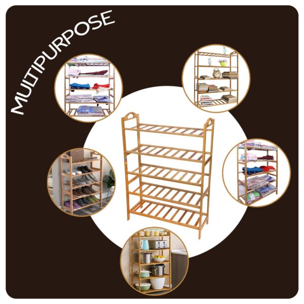 5-Tier Bamboo Wooden Shoe Rack