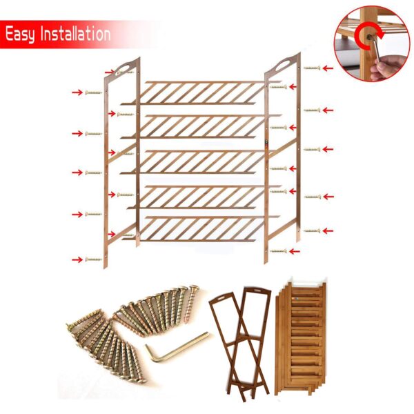 5-Tier Bamboo Wooden Shoe Rack