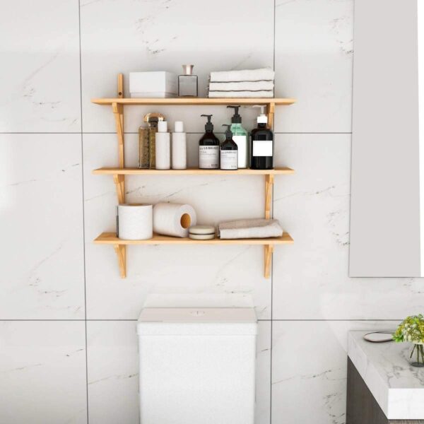 Bamboo Floating Wall Mount Display