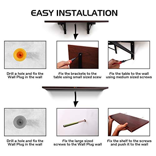 Wood Wall Mounted Round Corner Folding Wall Study Table