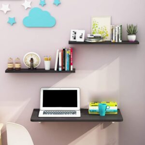Wood Wall Mounted Round Corner Folding Wall Study Table