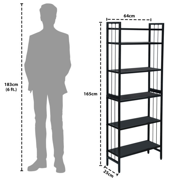 6 Tier Metal Height Adjustable Bookshelf