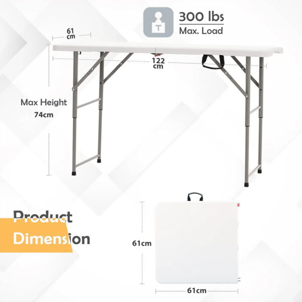 4 Ft Height Adjustable Plastic Folding Picnic Table