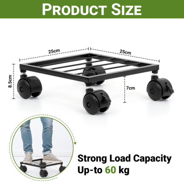 10 Inch Metal Plant Stand with Lockable & unlockable Wheels