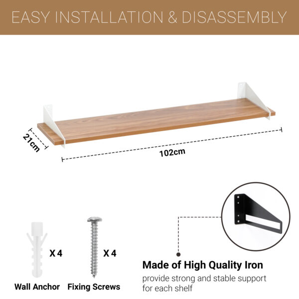 2 Pcs 3 Feet Wood Wall Shelf