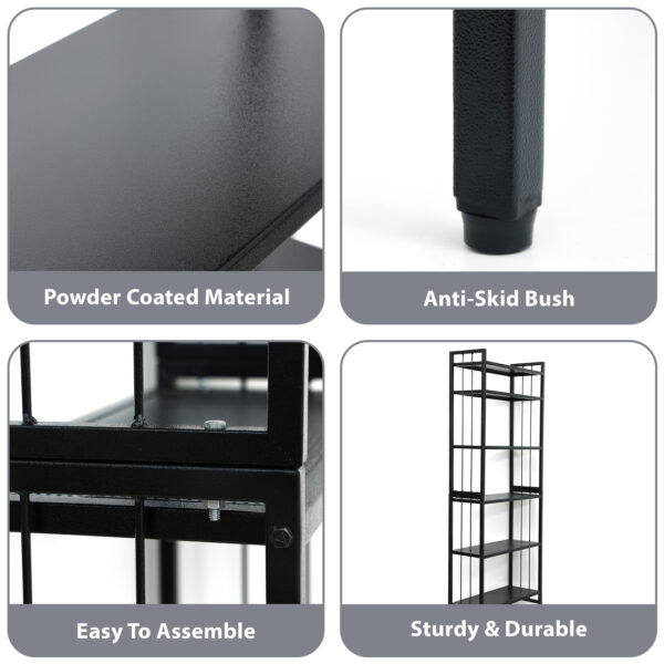 6 Tier Metal Height Adjustable Bookshelf