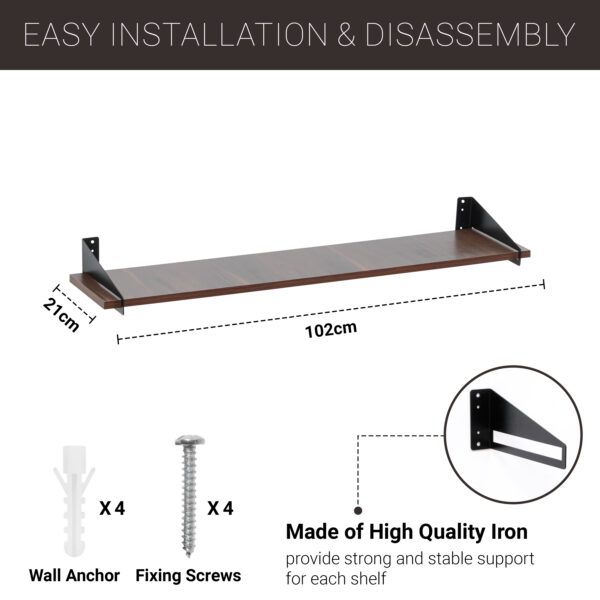 2 Pcs 3 Feet Wood Wall Shelf