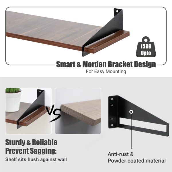 2 Pcs 3 Feet Wood Wall Shelf