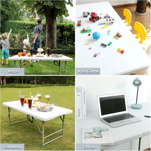 4 Ft Height Adjustable Plastic Folding Picnic Table