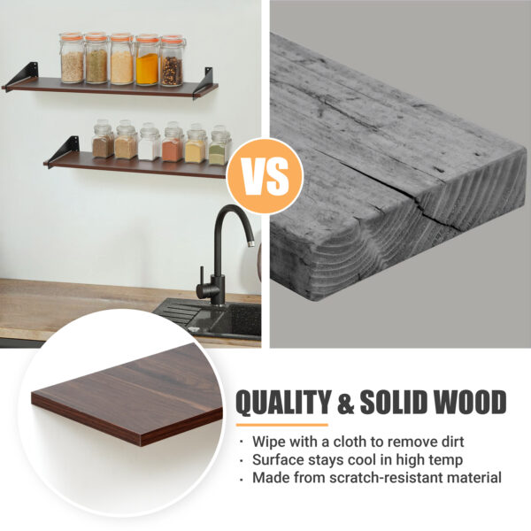 2 Pcs 3 Feet Wood Wall Shelf