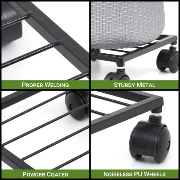 10 Inch Metal Plant Stand with Lockable & unlockable Wheels