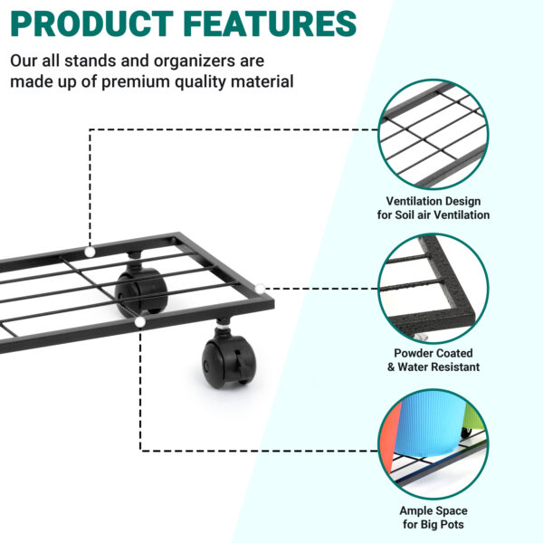 29 Inch Metal Plant Stand with Wheels