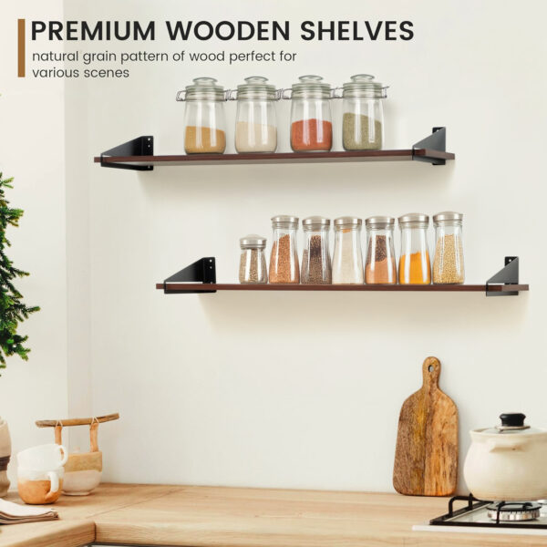 2 Pcs 3 Feet Wood Wall Shelf