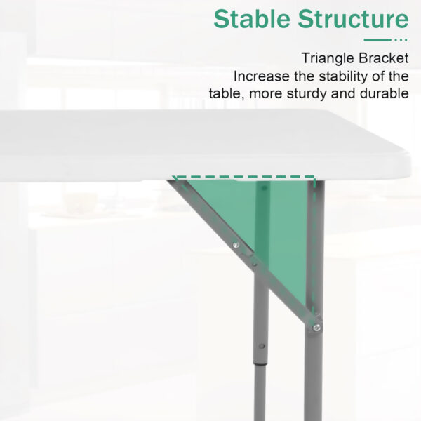 4 Ft Height Adjustable Plastic Folding Picnic Table