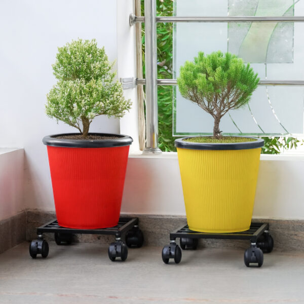 10 Inch Metal Plant Stand with Lockable & unlockable Wheels