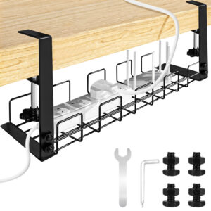 Desk Cable Management Tray & Power Strip Holder