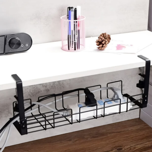 Desk Cable Management Tray & Power Strip Holder