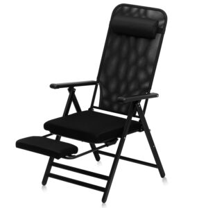 Foldable Outdoor Lounge Chair with Adjustable Footrest & Headrest
