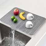 Multipurpose Silicone Kitchen Dish Drying Mat with Drain Lip