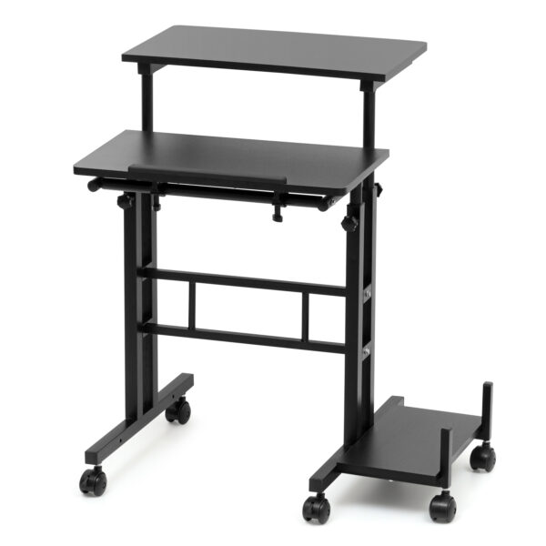 Height Adjustable Computer Table with Locking Wheels