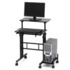 Height Adjustable Computer Table with Locking Wheels