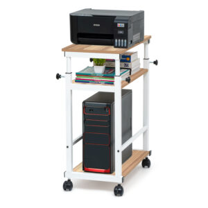 3 Tier Height Adjustable Computer Tower Stand - White