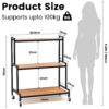 3 Tier Metal Plant Stand with MDF Wooden Shelves & Wheels
